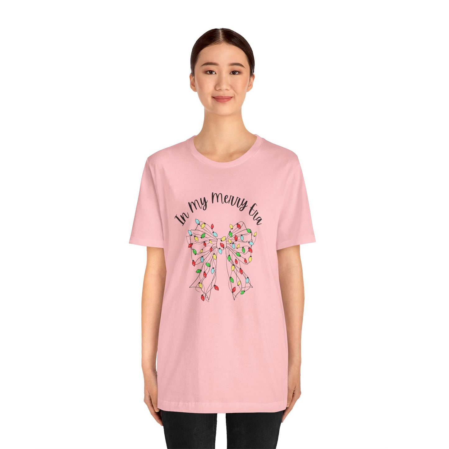 Holiday Lights Bow T-Shirt - "In My Merry Era"