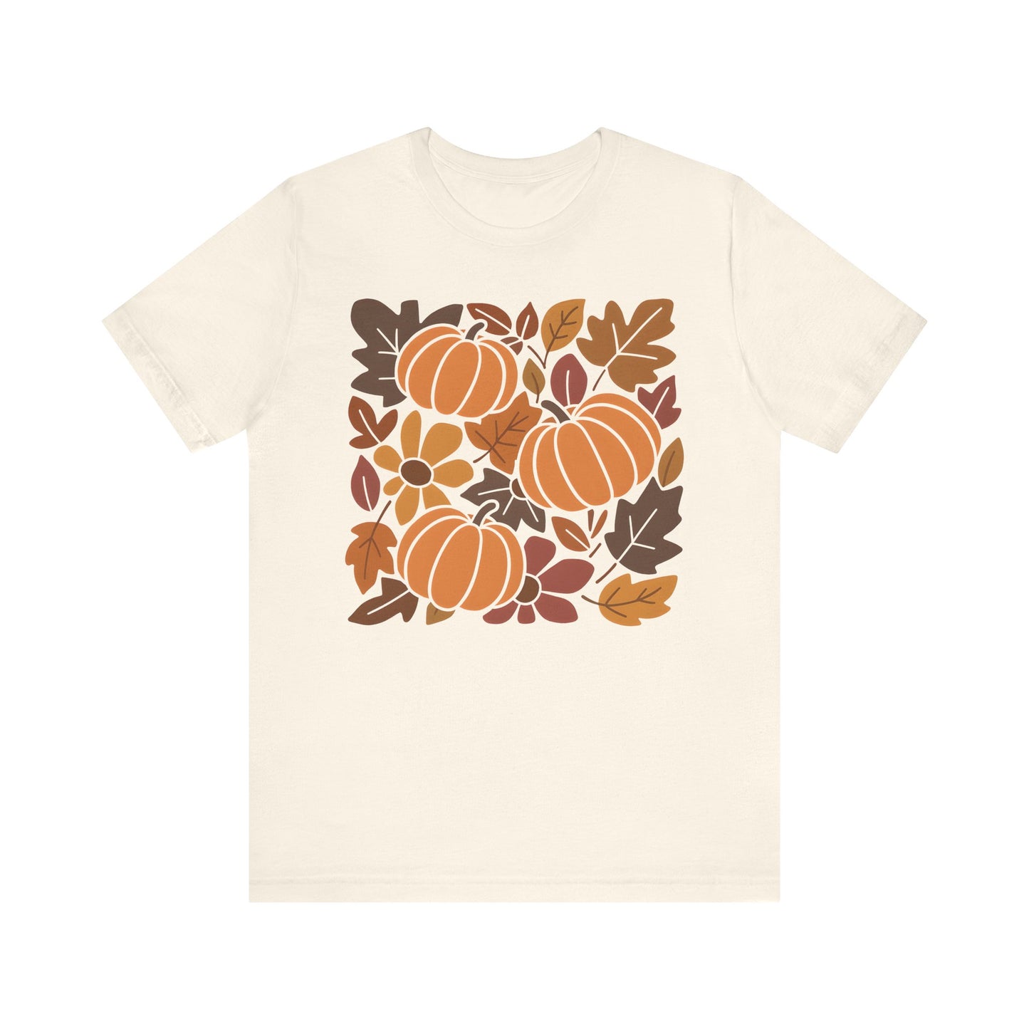 Pumpkin Floral Leaves Graphic Tee