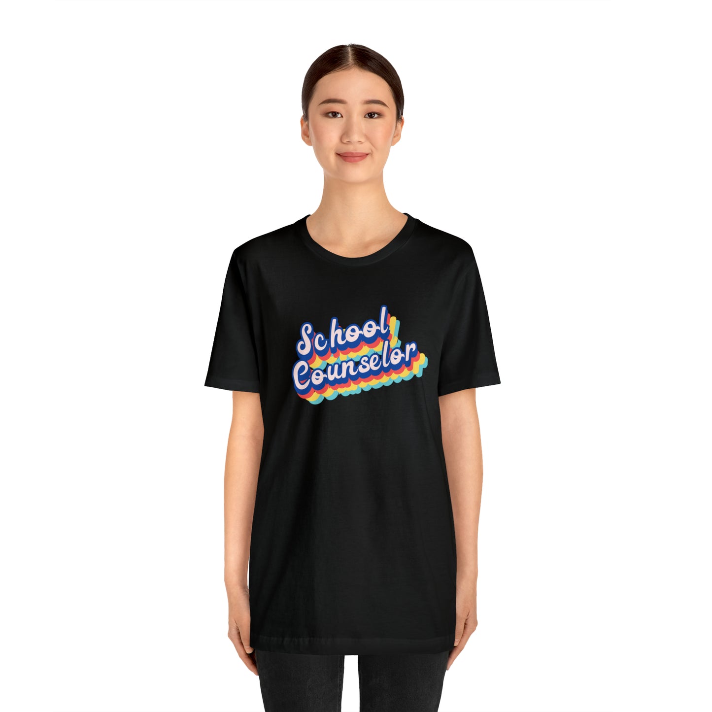 School Counselor Retro Cursive Unisex Jersey Short Sleeve Tee