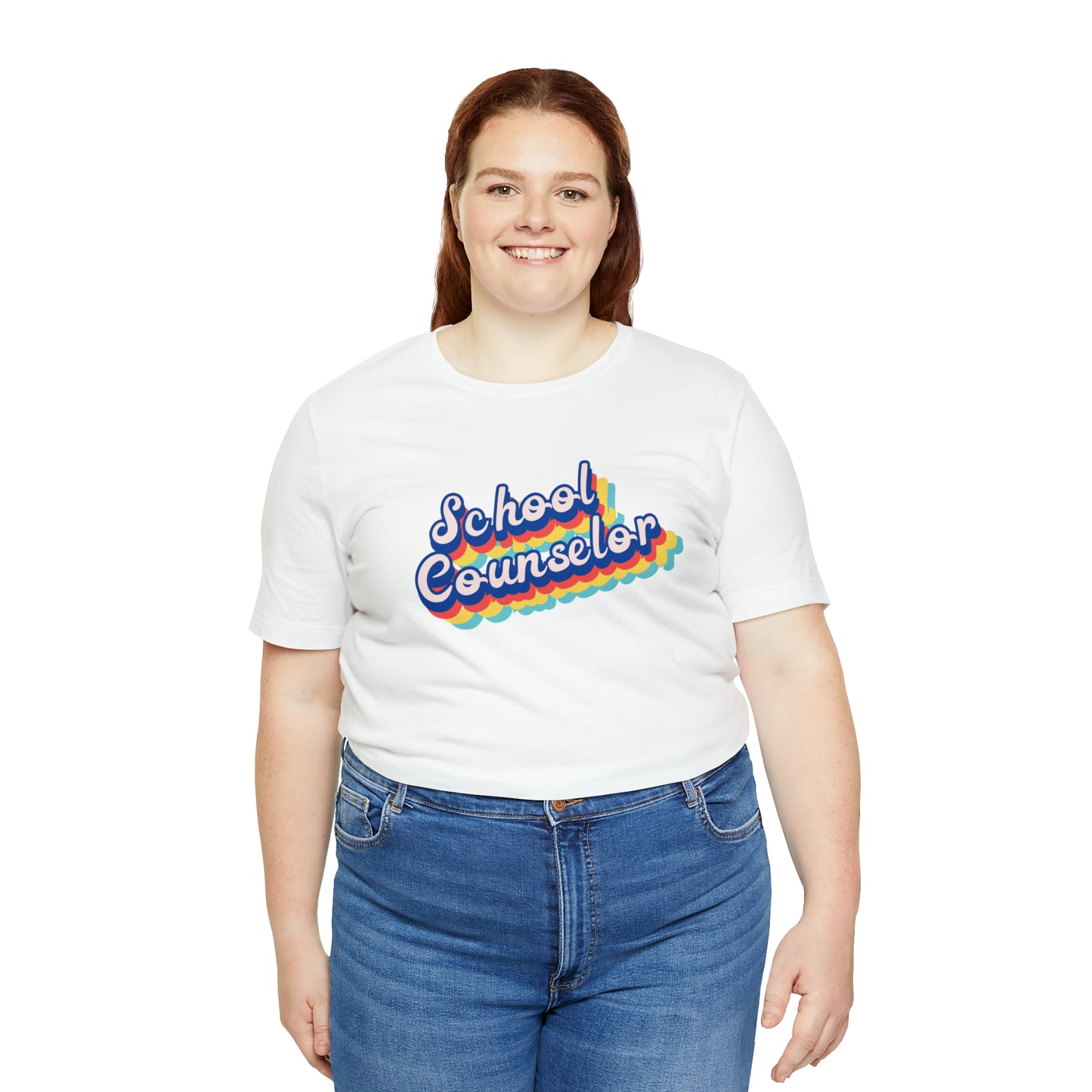 School Counselor Retro Cursive Unisex Jersey Short Sleeve Tee