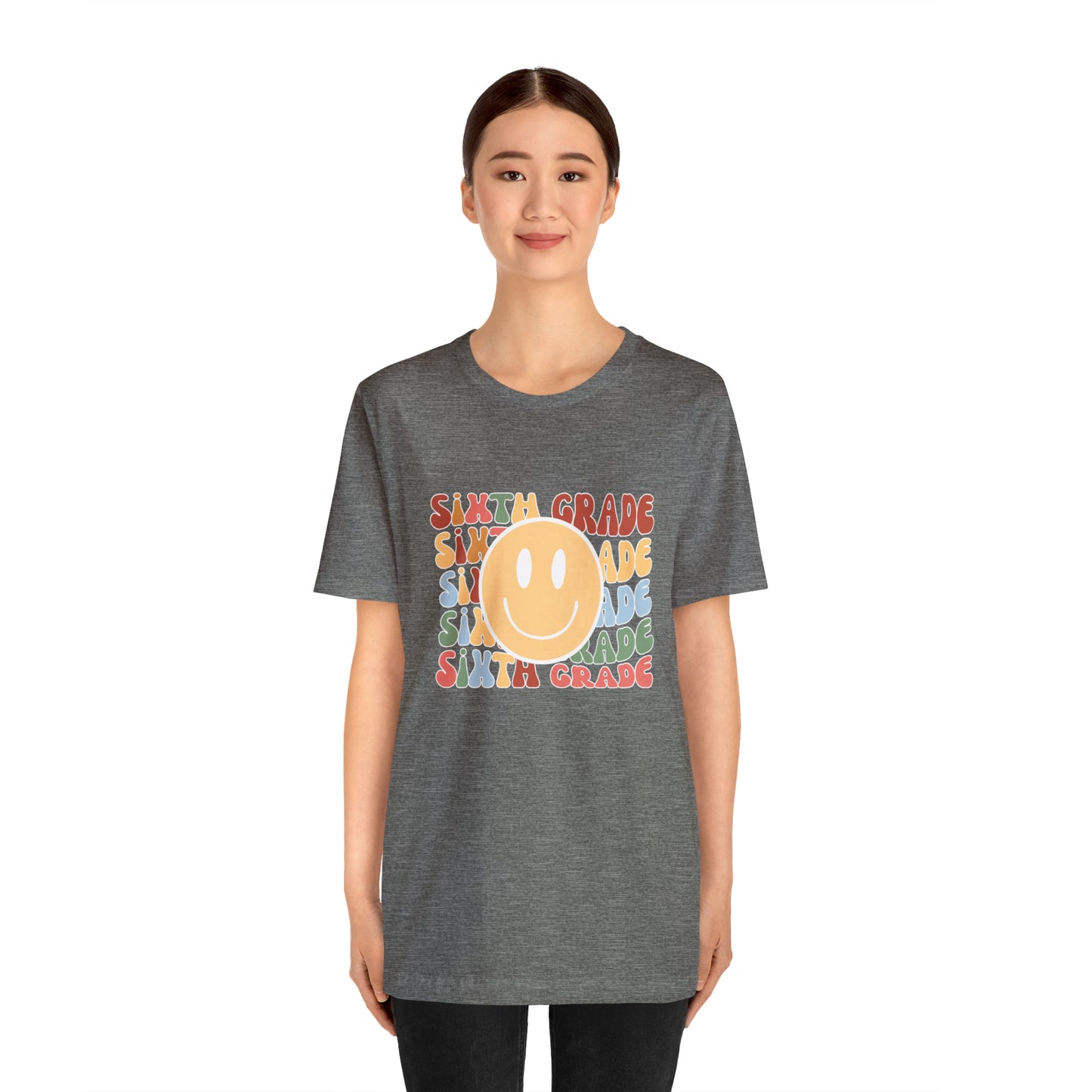 Sixth Grade Smiley Retro Print Unisex Jersey Short Sleeve Tee