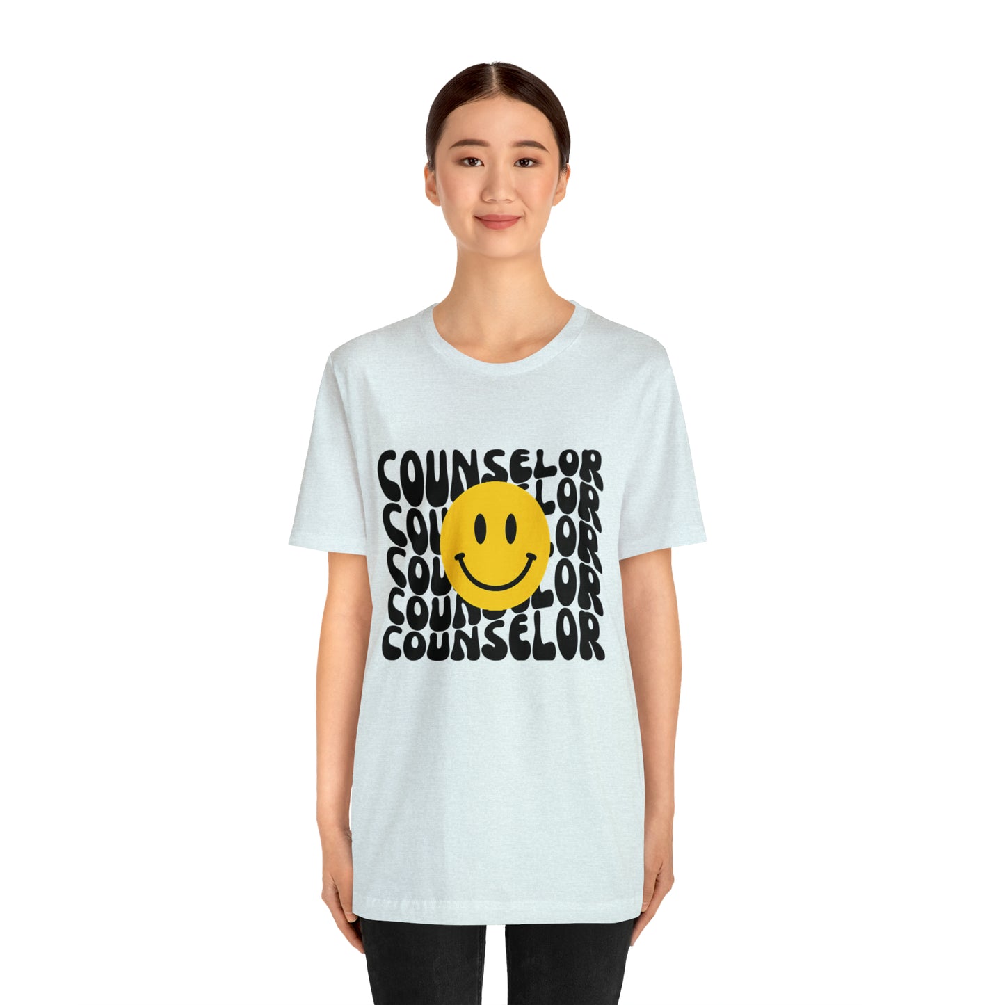 Happy Counselor Unisex Jersey Short Sleeve Tee in Black