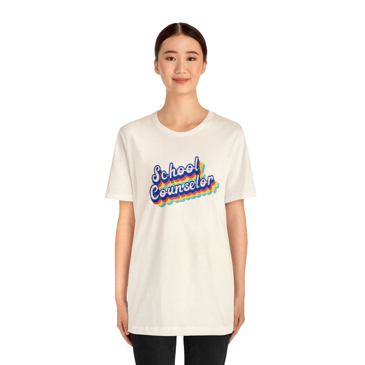 School Counselor Retro Cursive Unisex Jersey Short Sleeve Tee