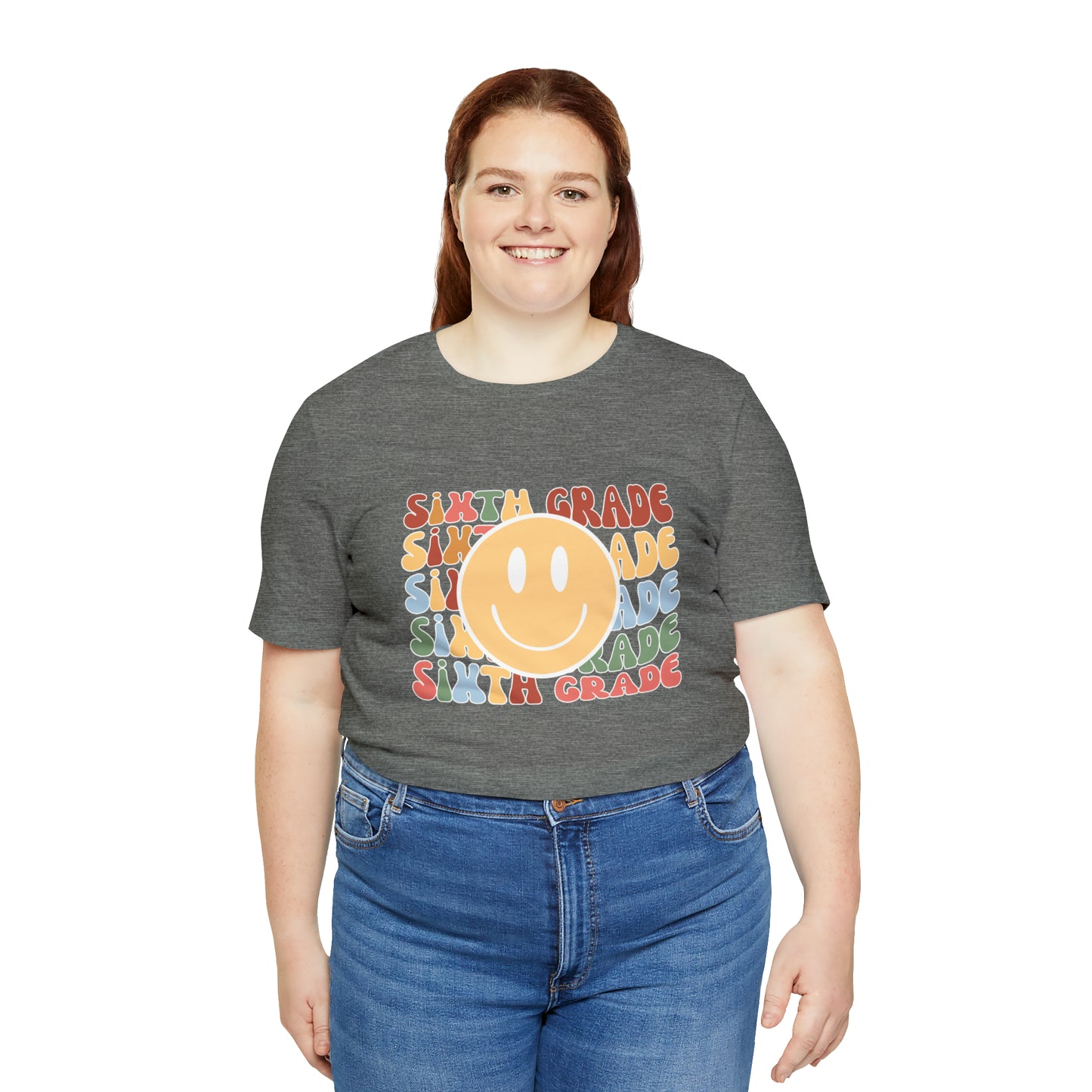Sixth Grade Smiley Retro Print Unisex Jersey Short Sleeve Tee