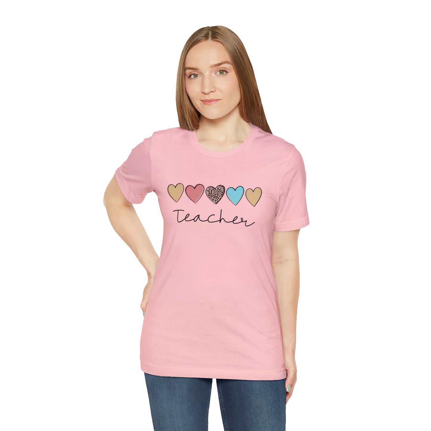Teacher with Hearts Unisex Jersey Short Sleeve Tee