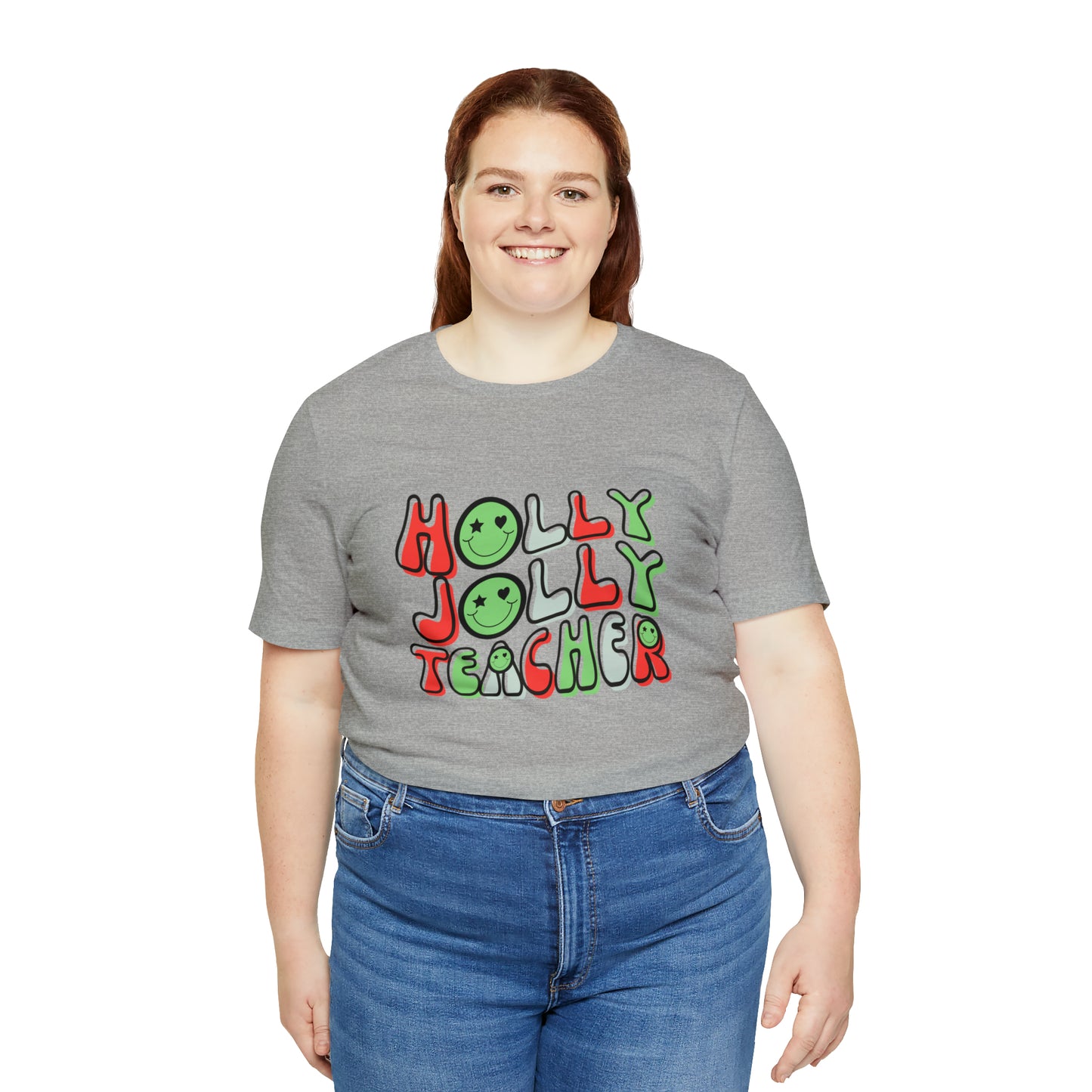 Holly Jolly Teacher Smiley Tee