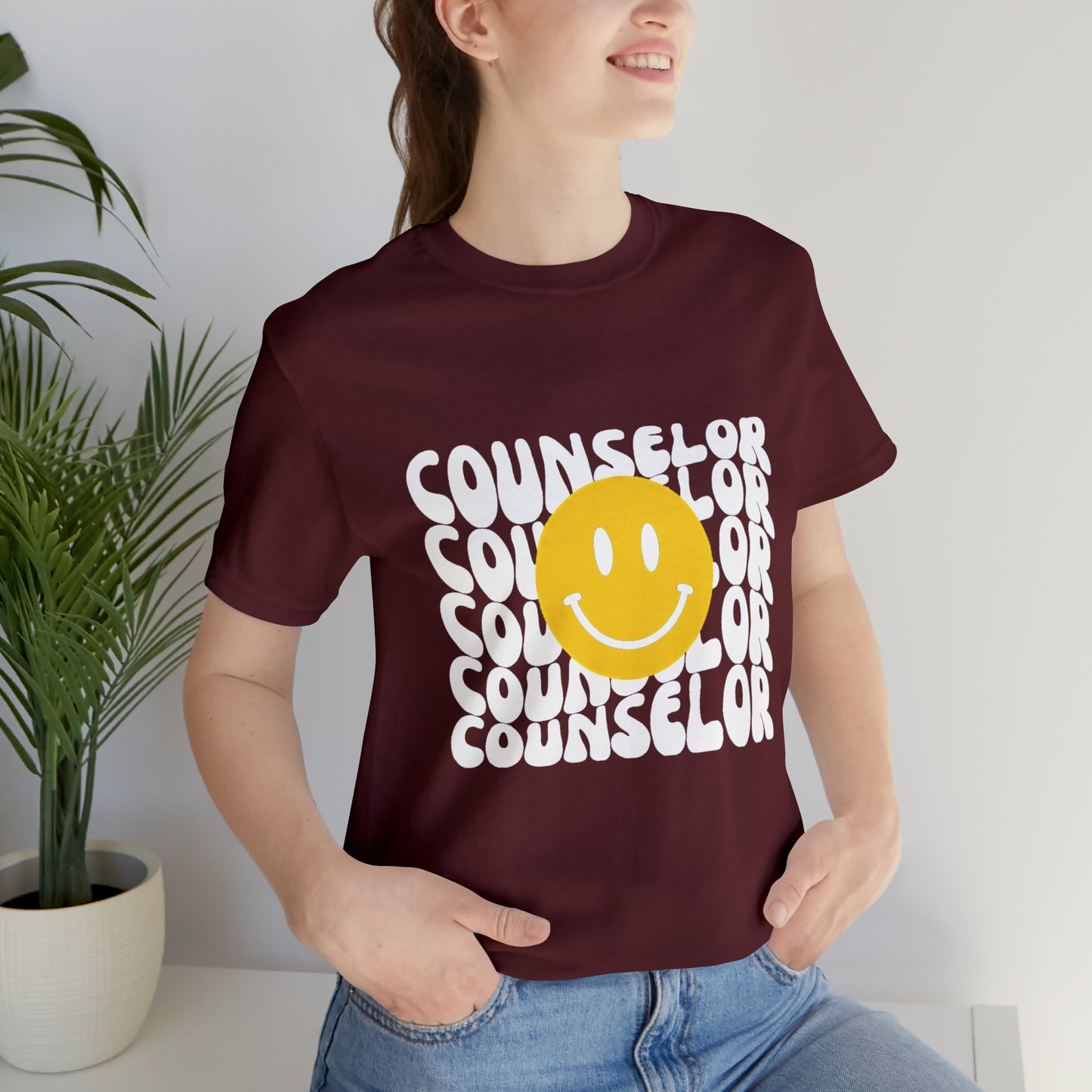 Happy Counselor Unisex Jersey Short Sleeve Tee in White