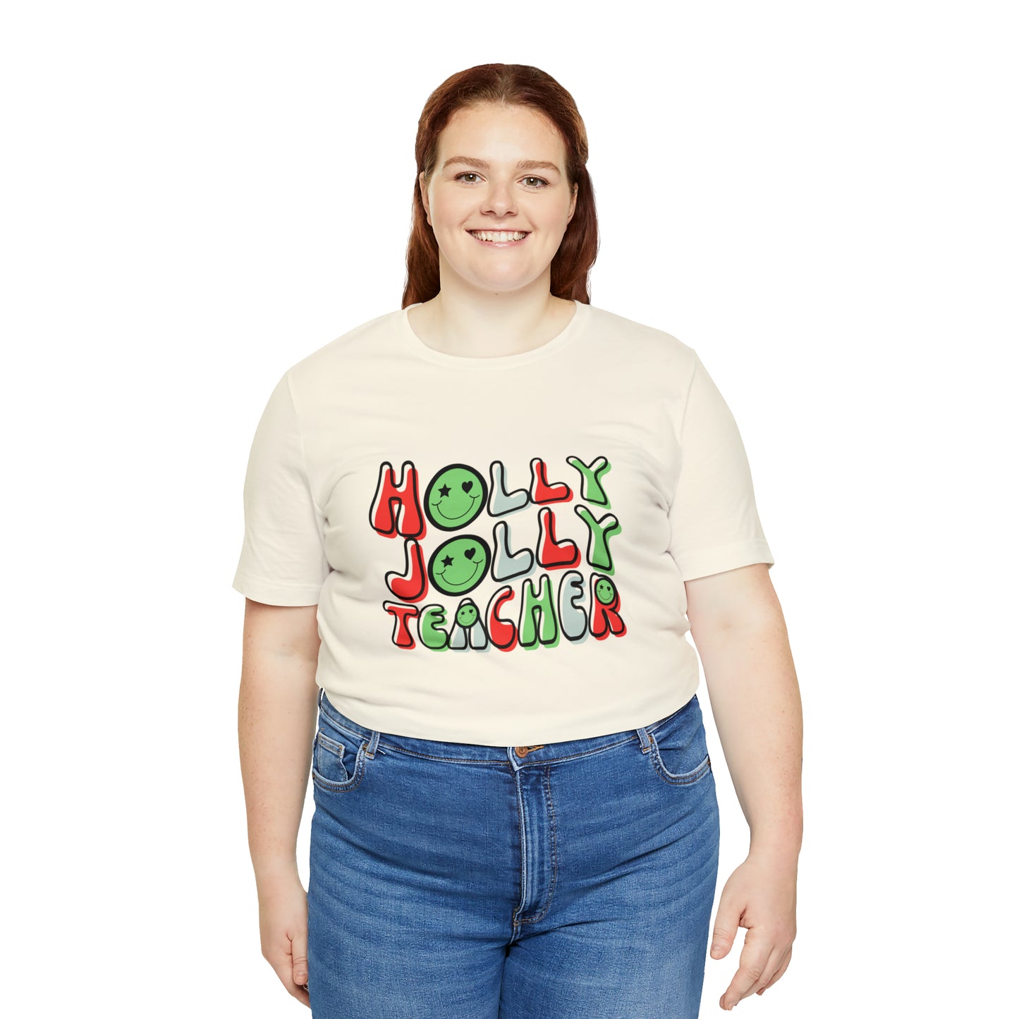 Holly Jolly Teacher Smiley Tee
