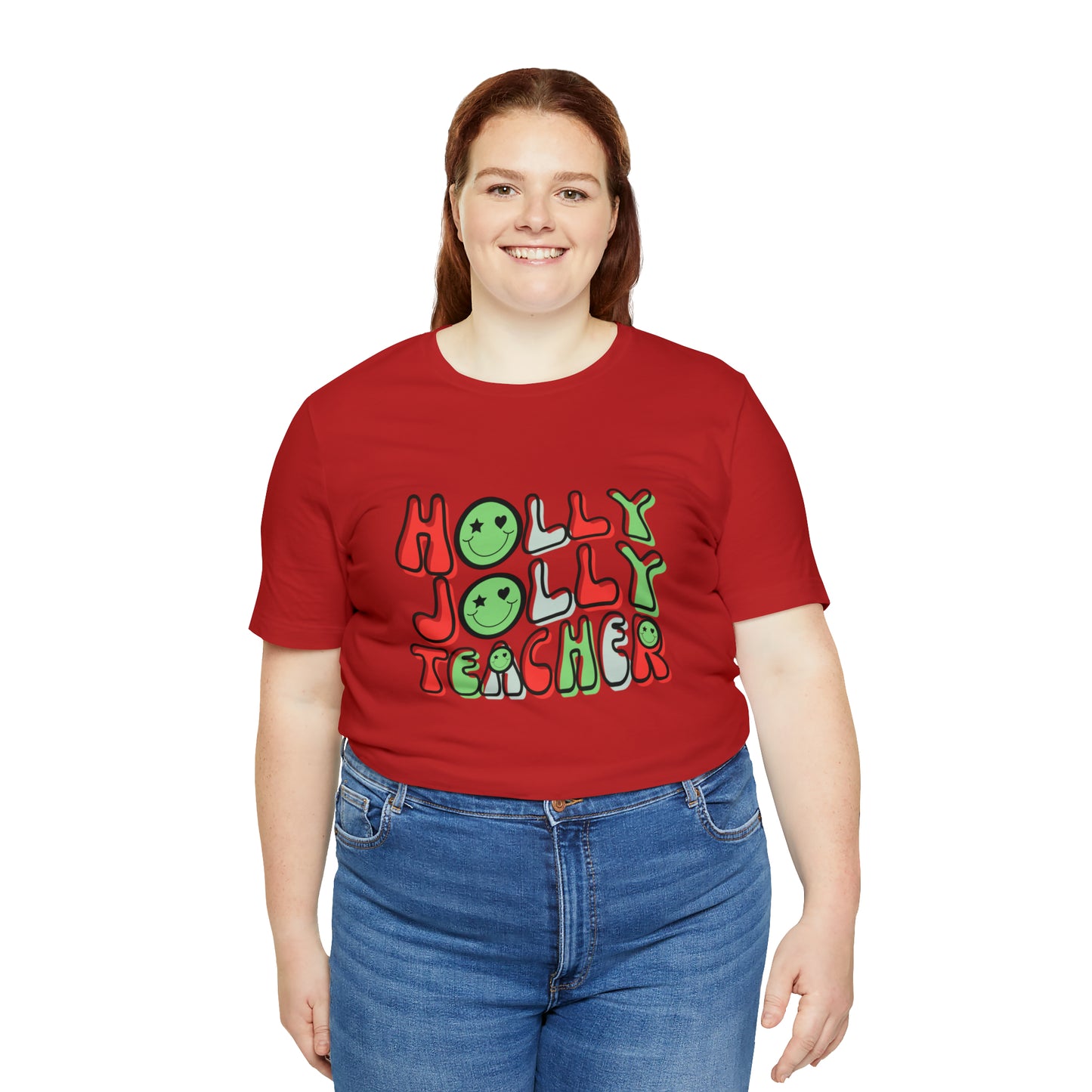 Holly Jolly Teacher Smiley Tee