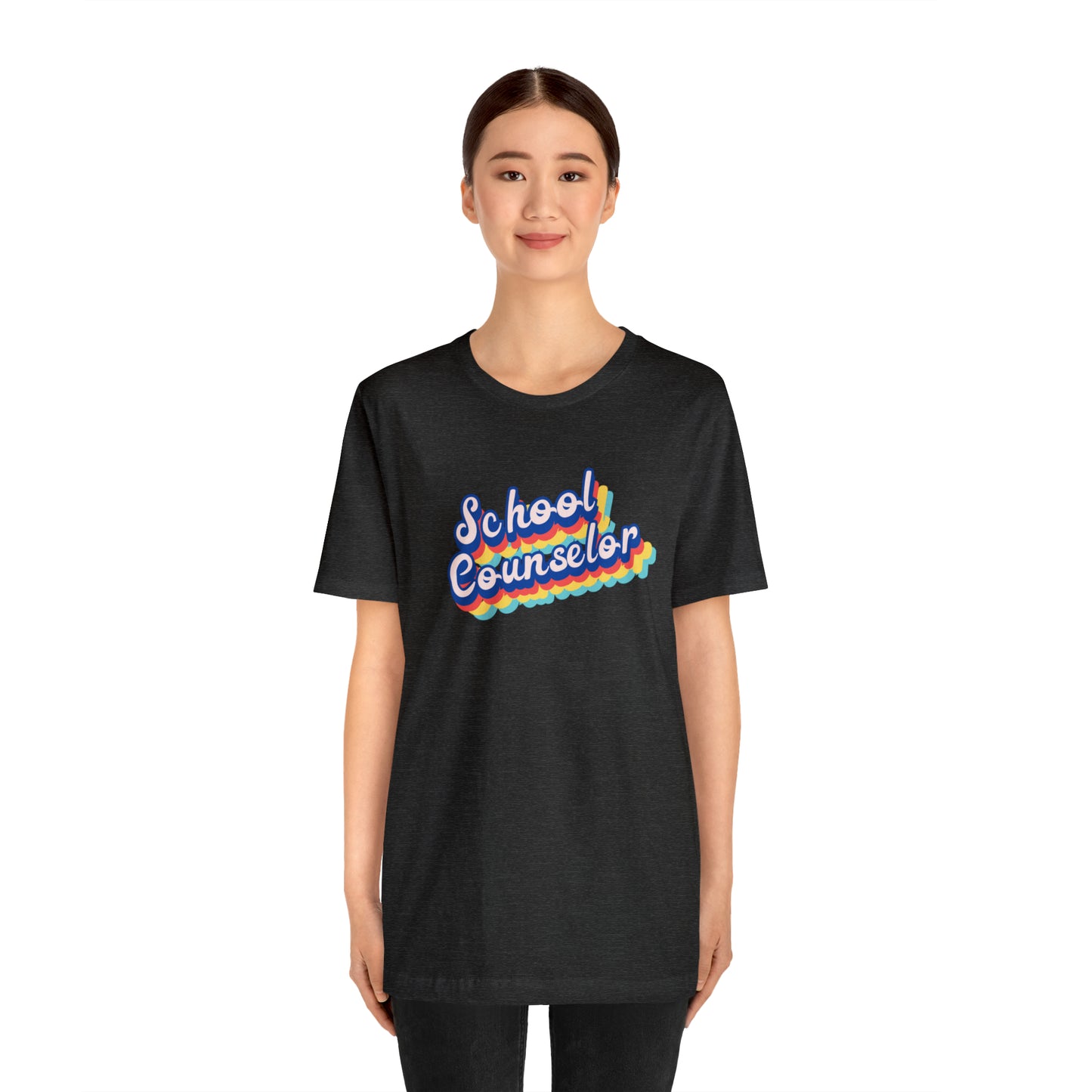 School Counselor Retro Cursive Unisex Jersey Short Sleeve Tee