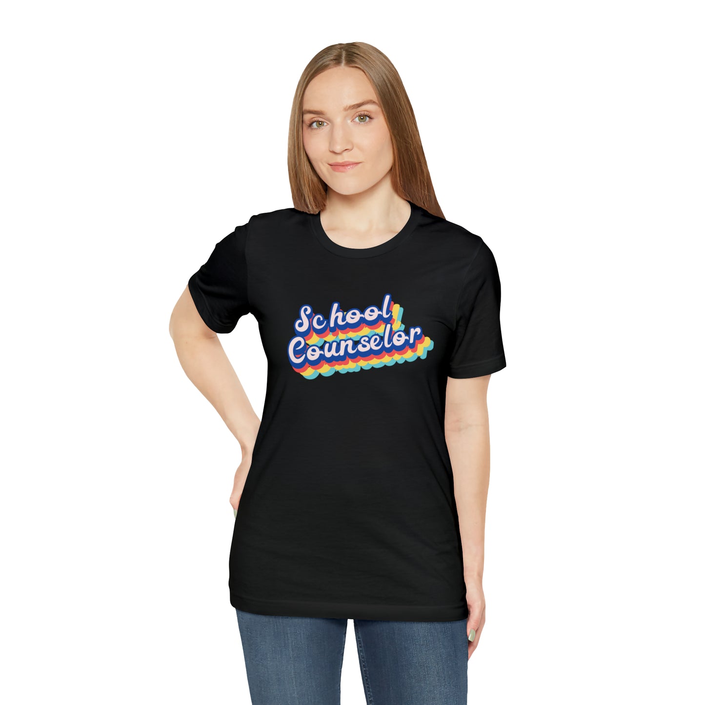 School Counselor Retro Cursive Unisex Jersey Short Sleeve Tee