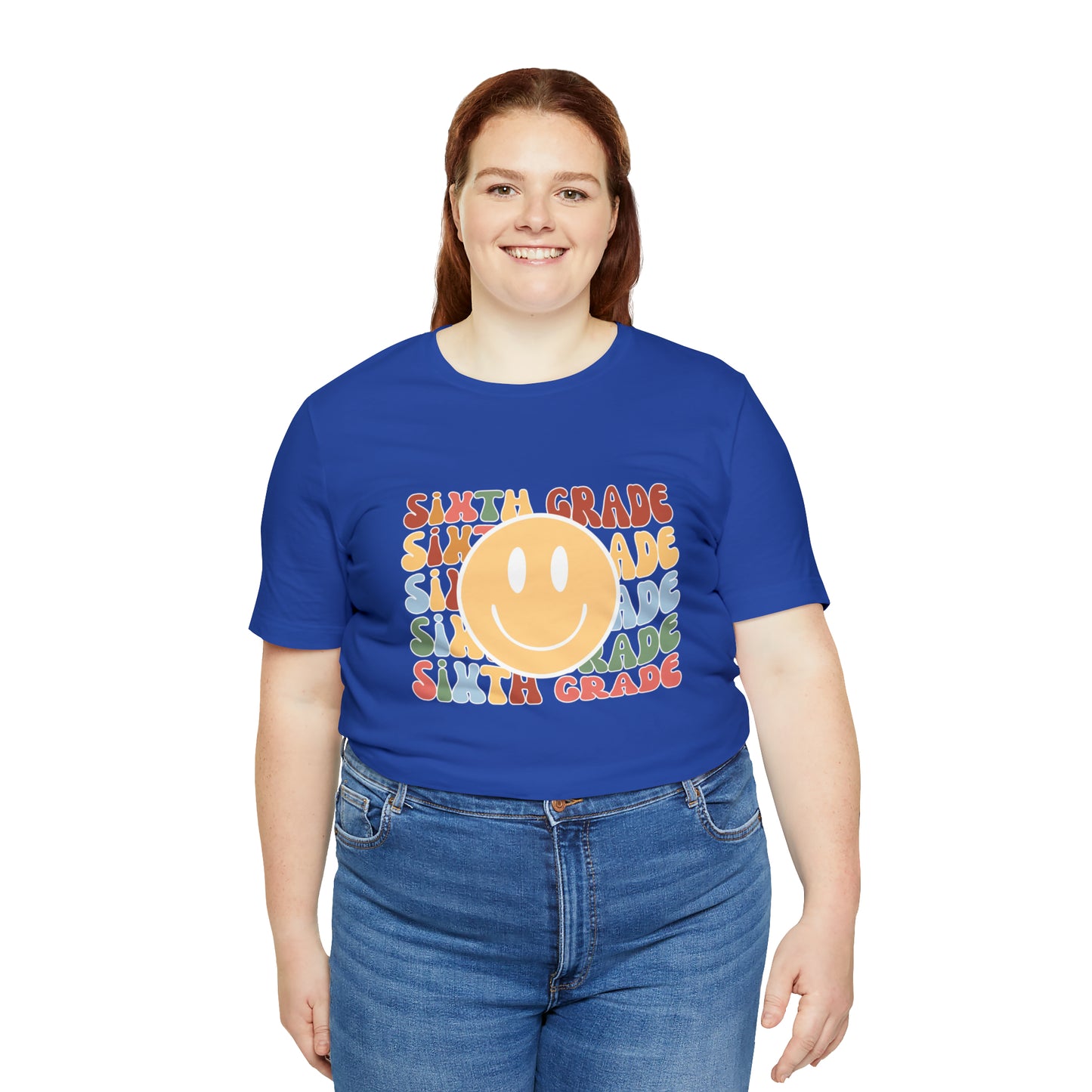 Sixth Grade Smiley Retro Print Unisex Jersey Short Sleeve Tee