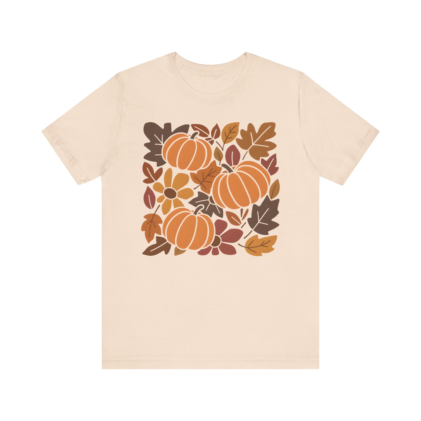 Pumpkin Floral Leaves Graphic Tee