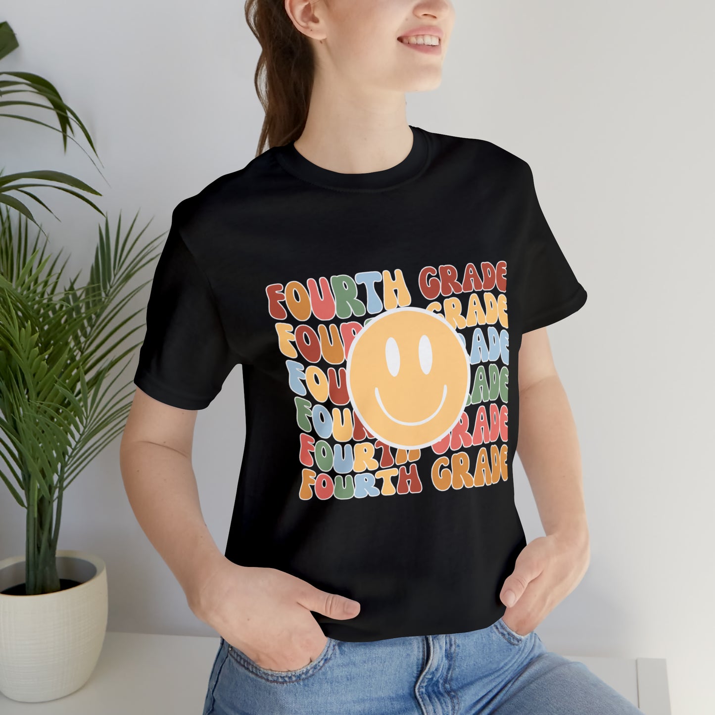 Fourth Grade Smiley Retro Print Unisex Jersey Short Sleeve Tee