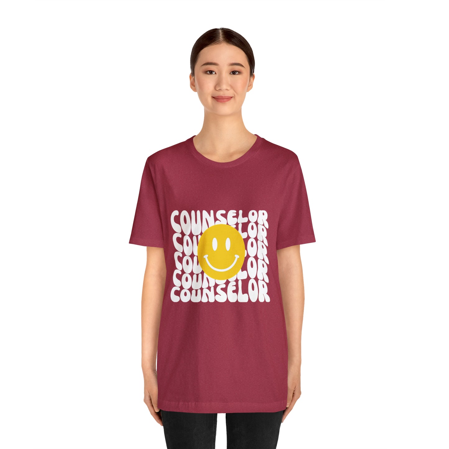 Happy Counselor Unisex Jersey Short Sleeve Tee in White