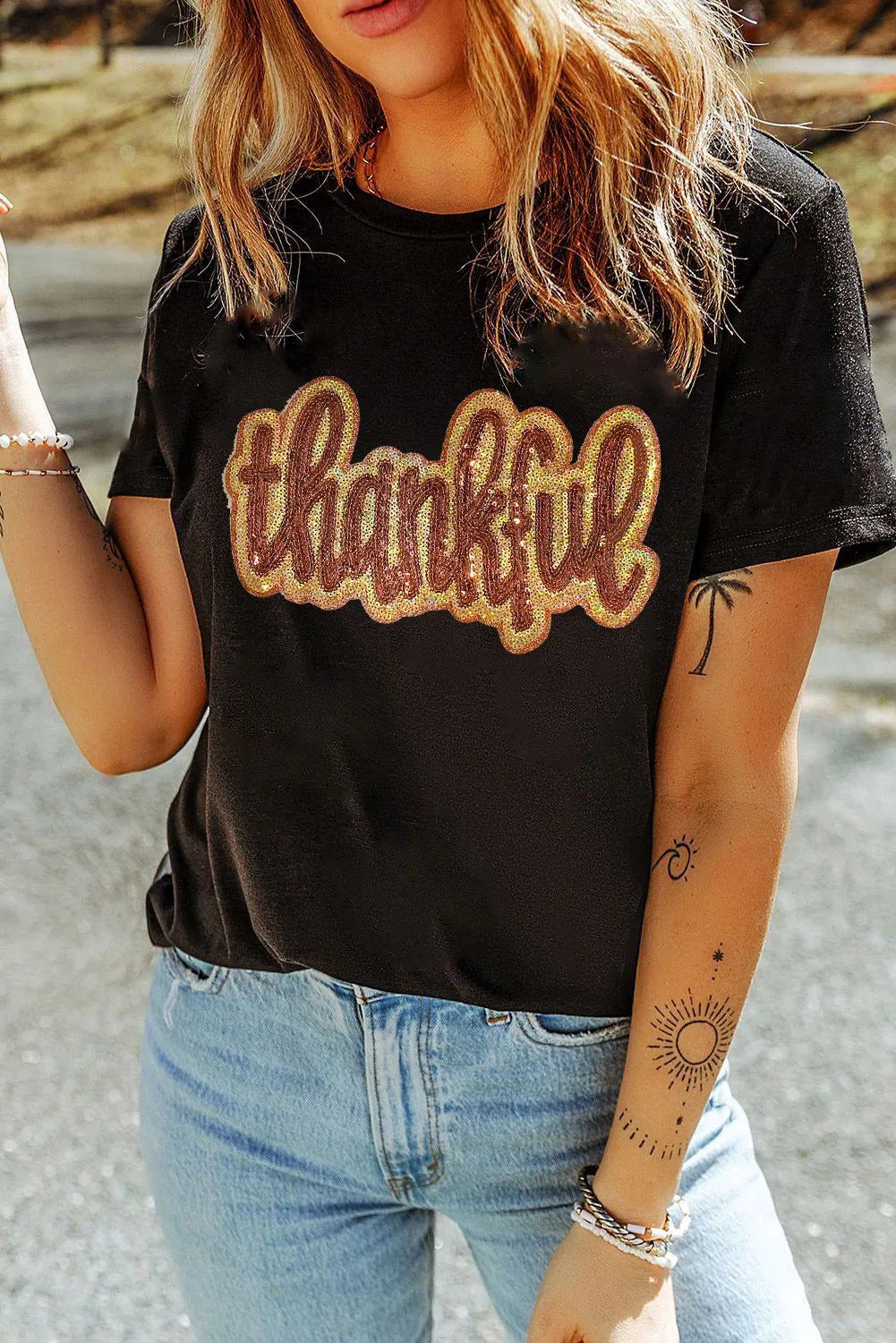 Thankful Sequin Tee