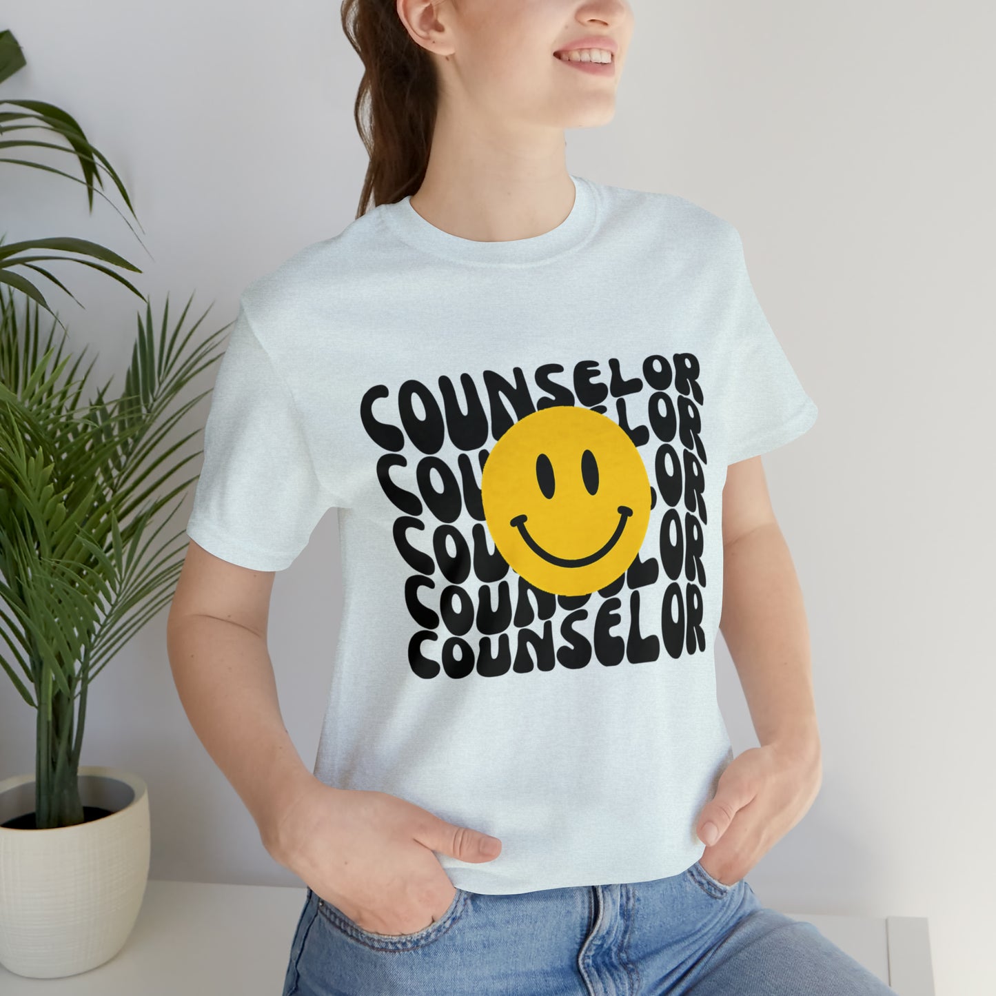 Happy Counselor Unisex Jersey Short Sleeve Tee in Black