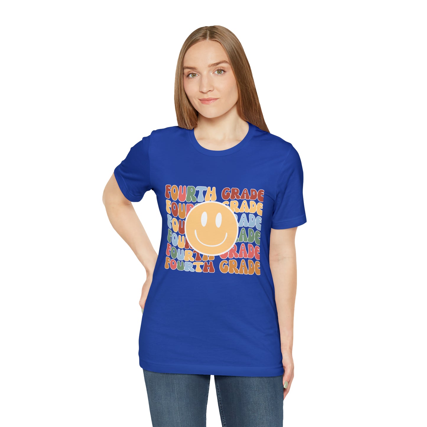 Fourth Grade Smiley Retro Print Unisex Jersey Short Sleeve Tee