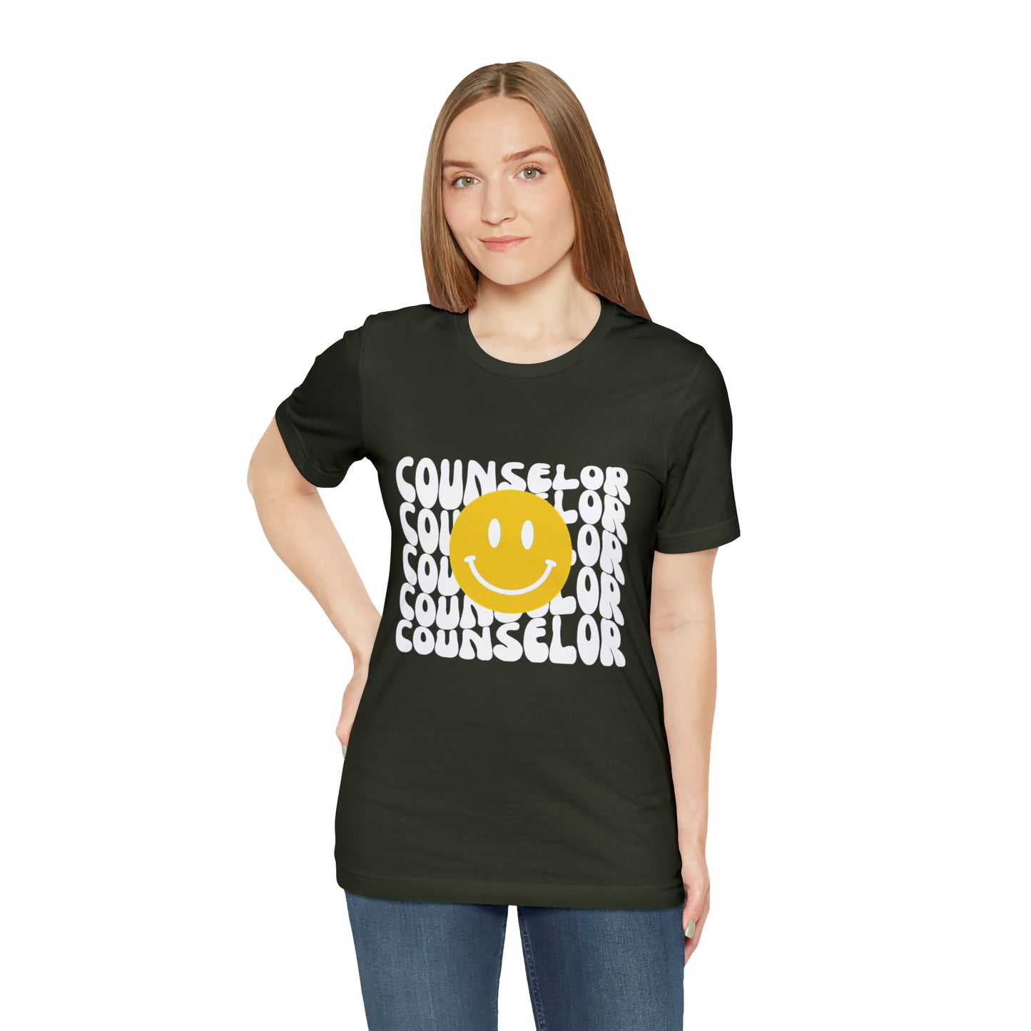 Happy Counselor Unisex Jersey Short Sleeve Tee in White