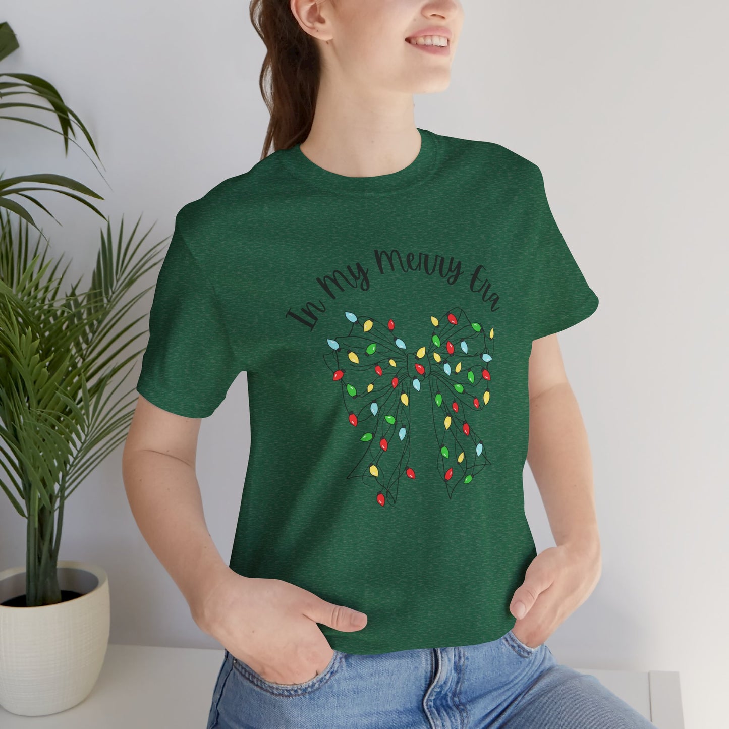 Holiday Lights Bow T-Shirt - "In My Merry Era"
