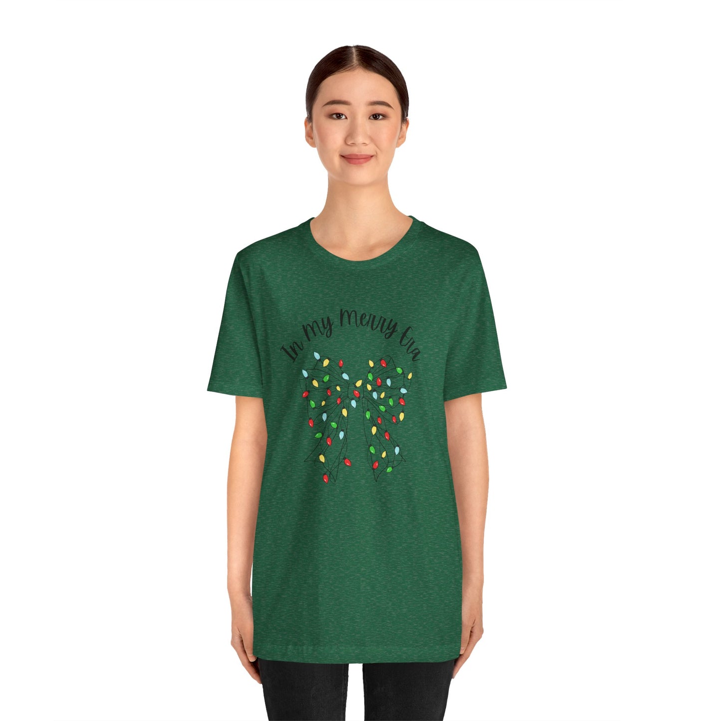Holiday Lights Bow T-Shirt - "In My Merry Era"