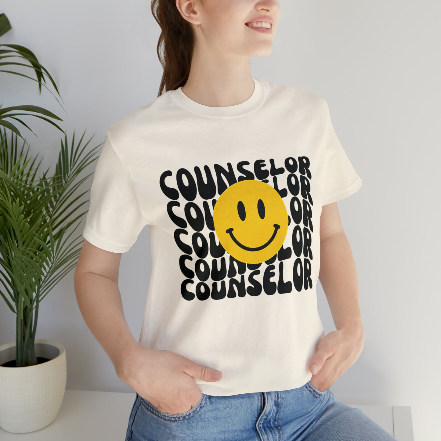 Happy Counselor Unisex Jersey Short Sleeve Tee in Black