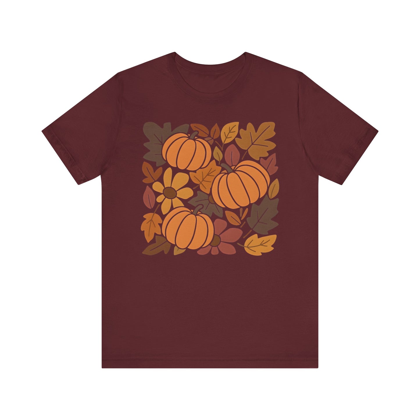 Pumpkin Floral Leaves Graphic Tee