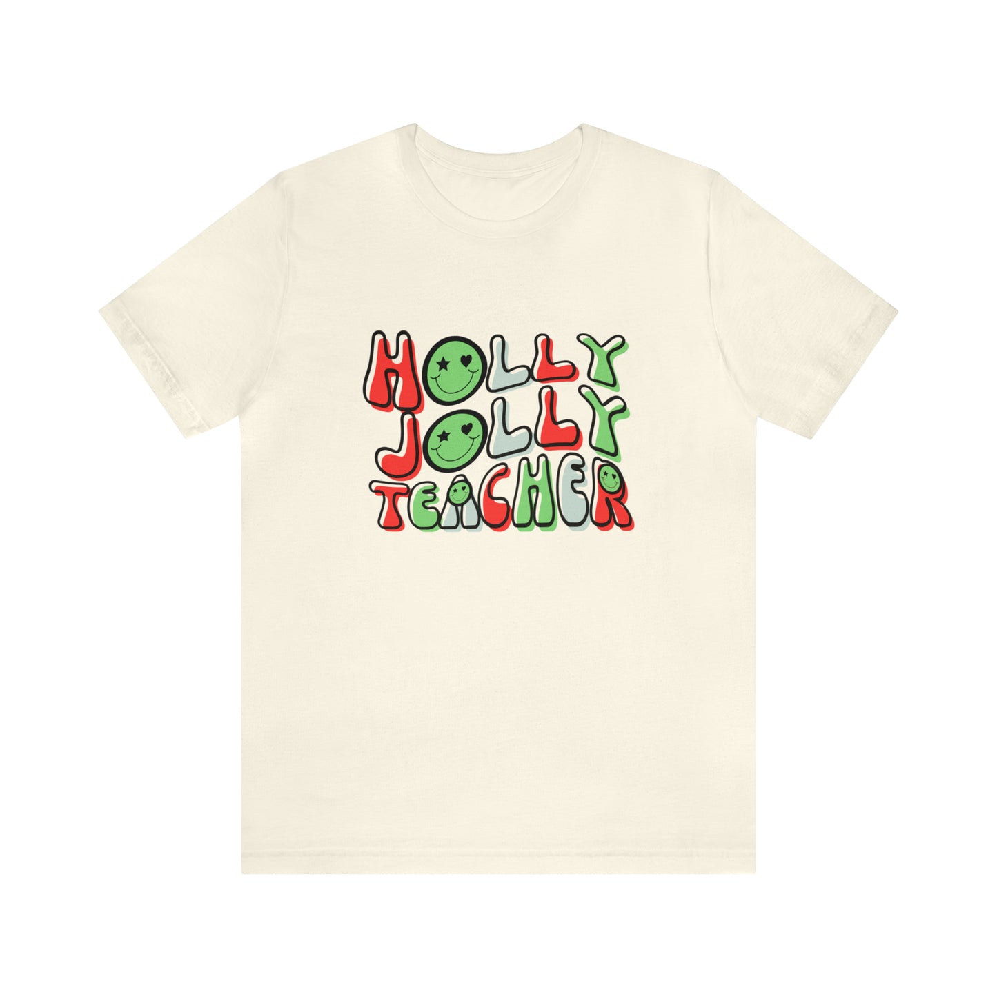 Holly Jolly Teacher Smiley Tee