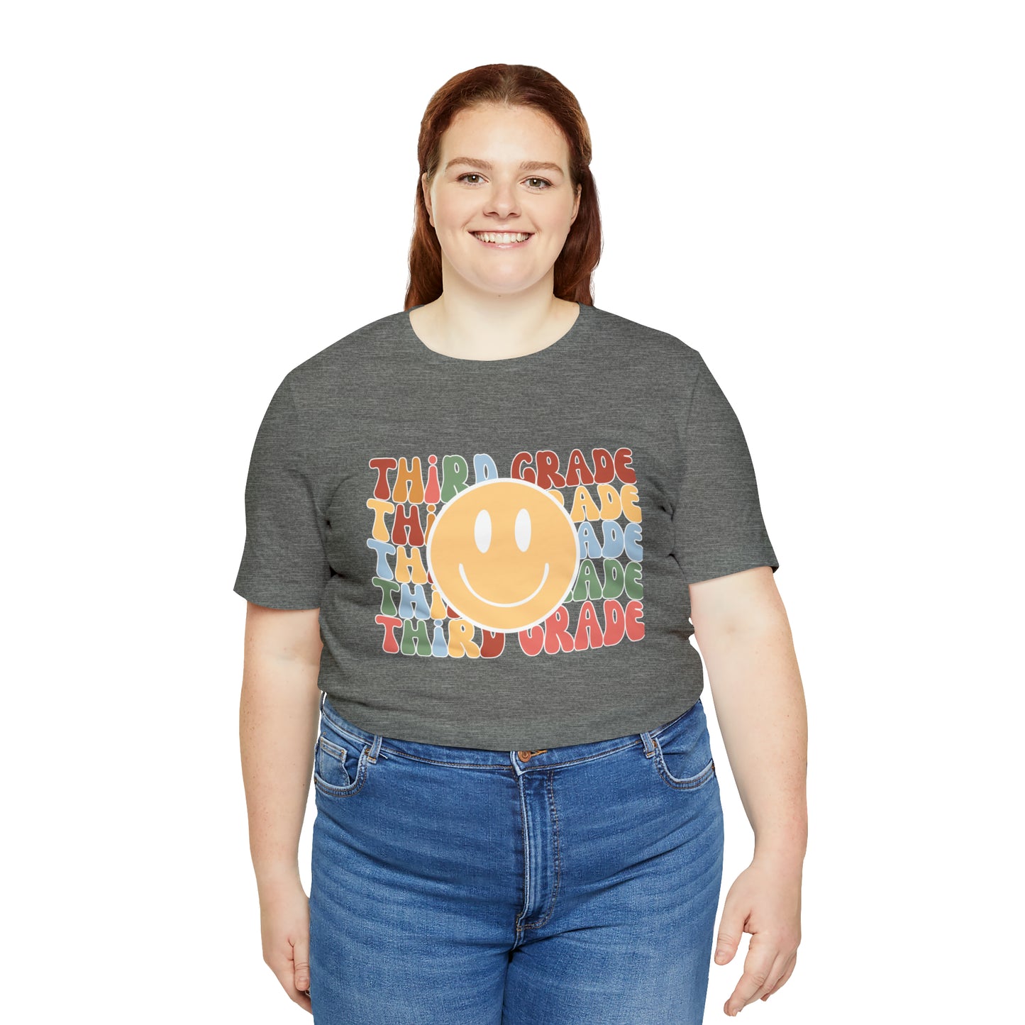 Third Grade Smiley Retro Print Unisex Jersey Short Sleeve Tee