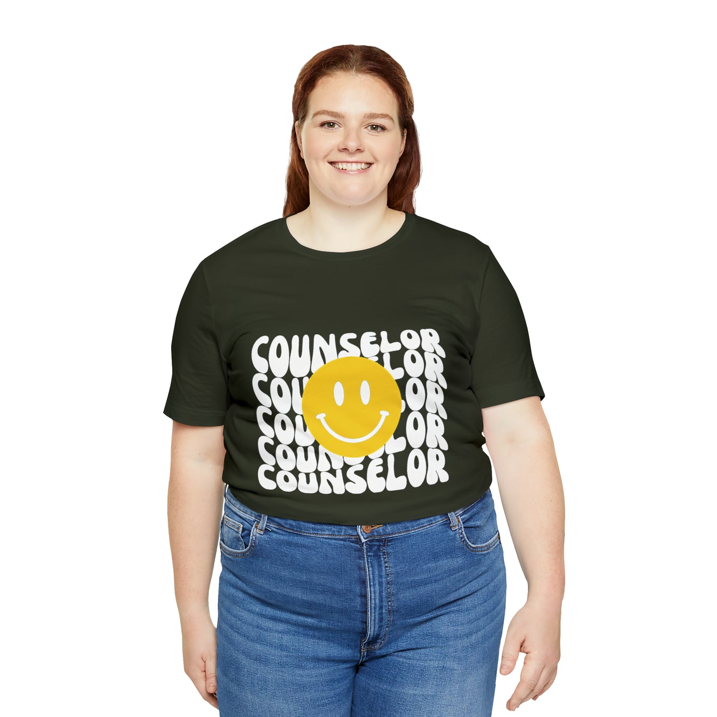 Happy Counselor Unisex Jersey Short Sleeve Tee in White