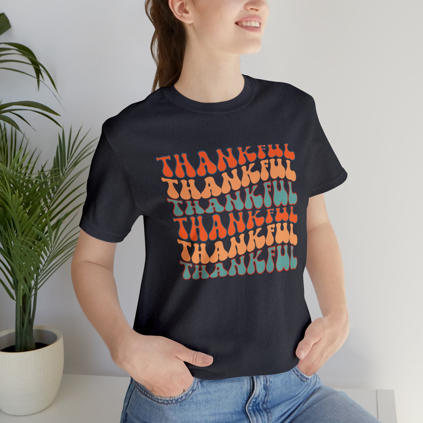 Thankful Retro Print Unisex Jersey Short Sleeve Tee