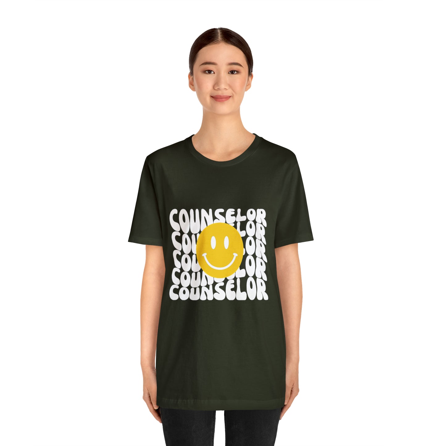 Happy Counselor Unisex Jersey Short Sleeve Tee in White