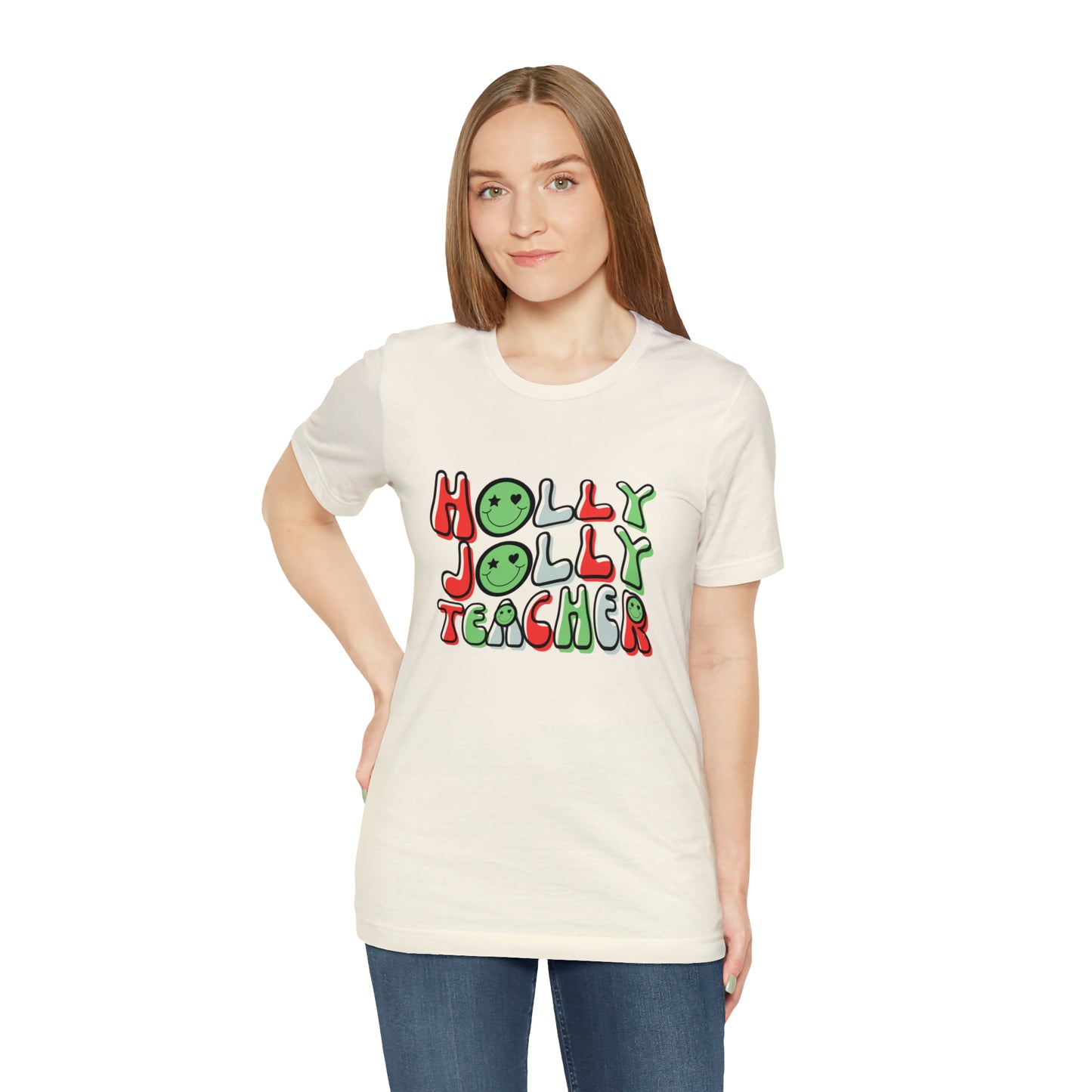 Holly Jolly Teacher Smiley Tee
