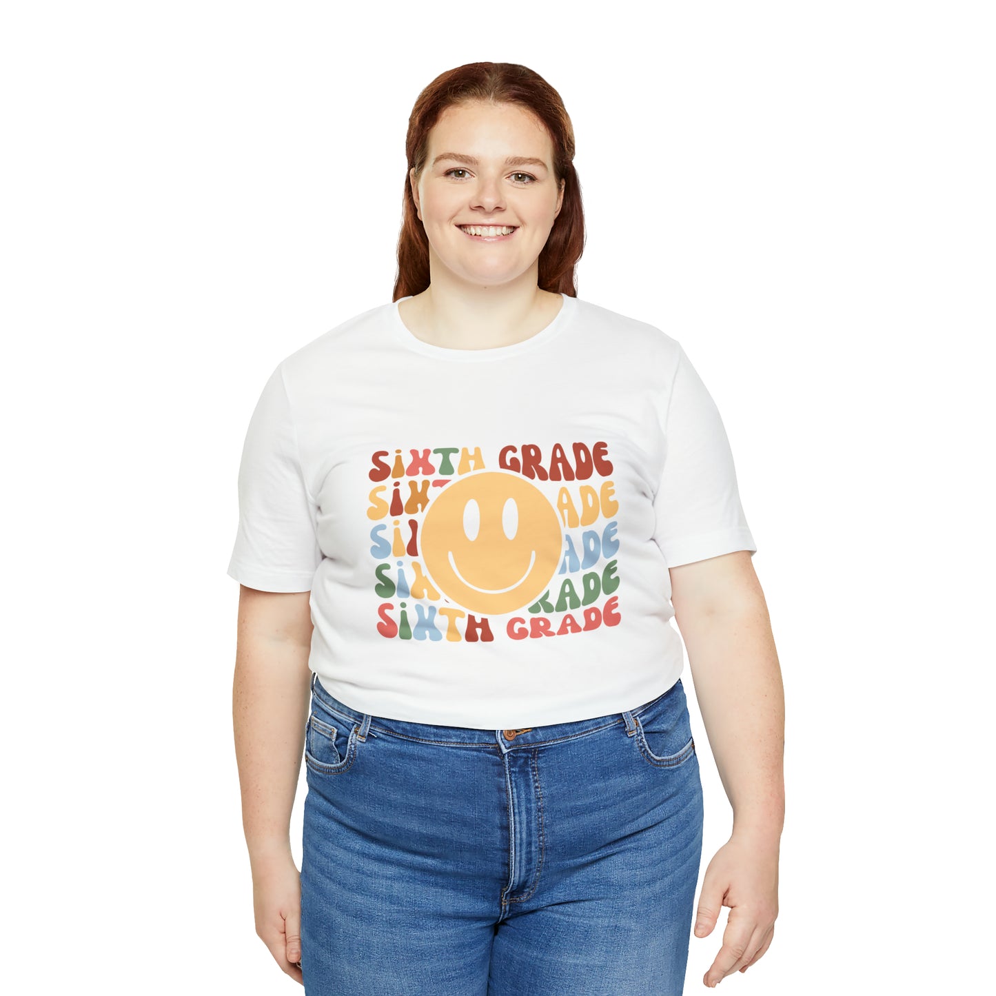 Sixth Grade Smiley Retro Print Unisex Jersey Short Sleeve Tee