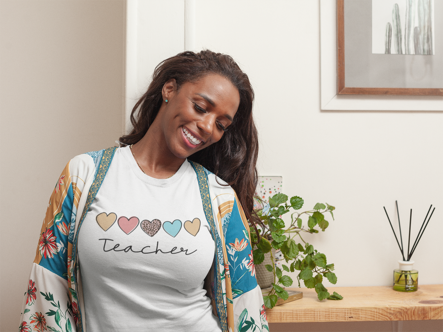 Teacher with Hearts Unisex Jersey Short Sleeve Tee