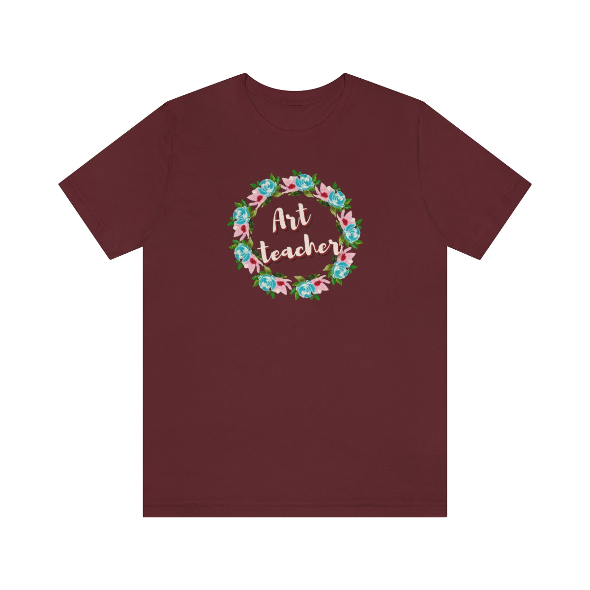 Art Teacher Floral Wreath Unisex Jersey Short Sleeve Tee