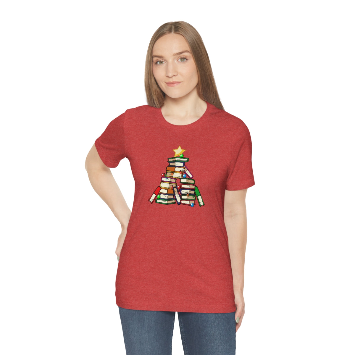 Holiday Tree of Books Unisex Jersey Short Sleeve Tee