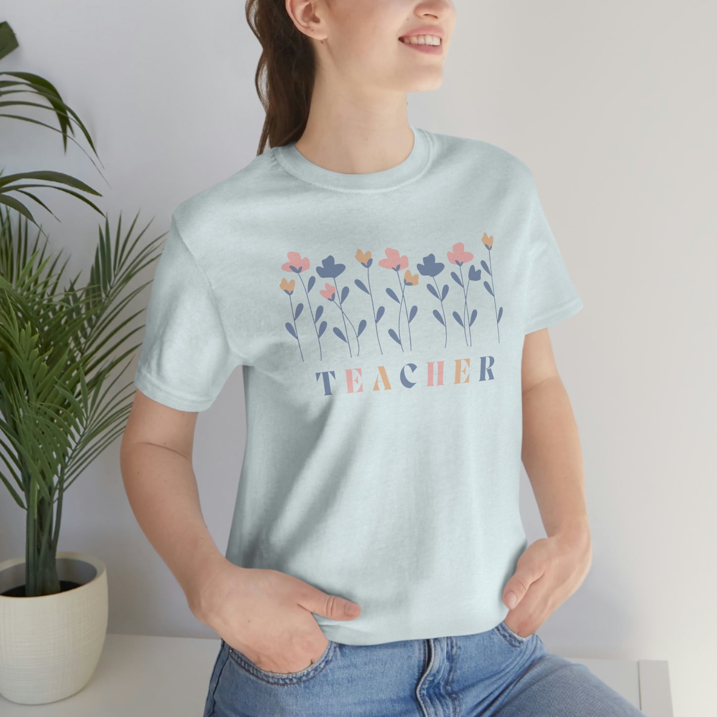 Spring Flowers Teacher Unisex Jersey Short Sleeve Tee