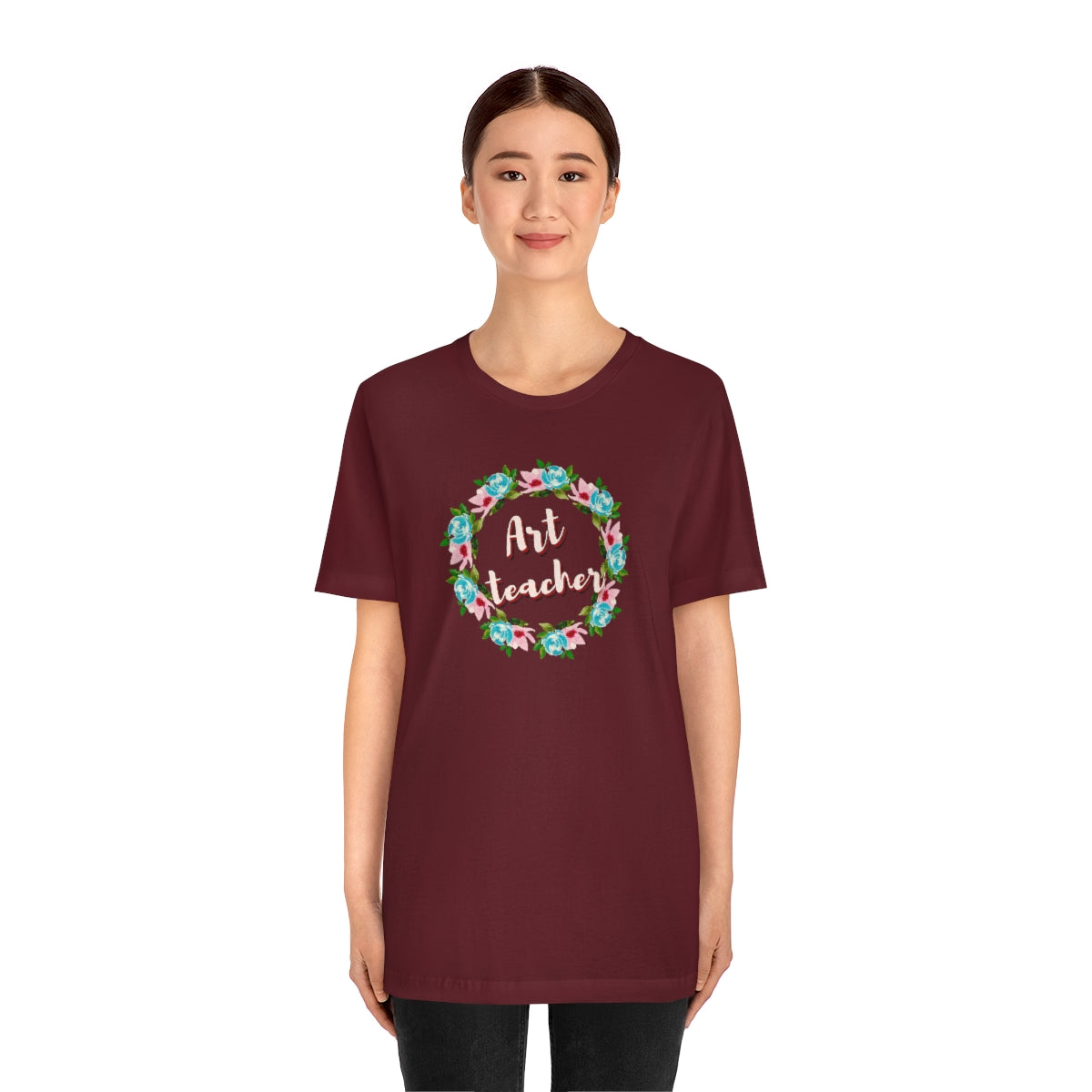 Art Teacher Floral Wreath Unisex Jersey Short Sleeve Tee