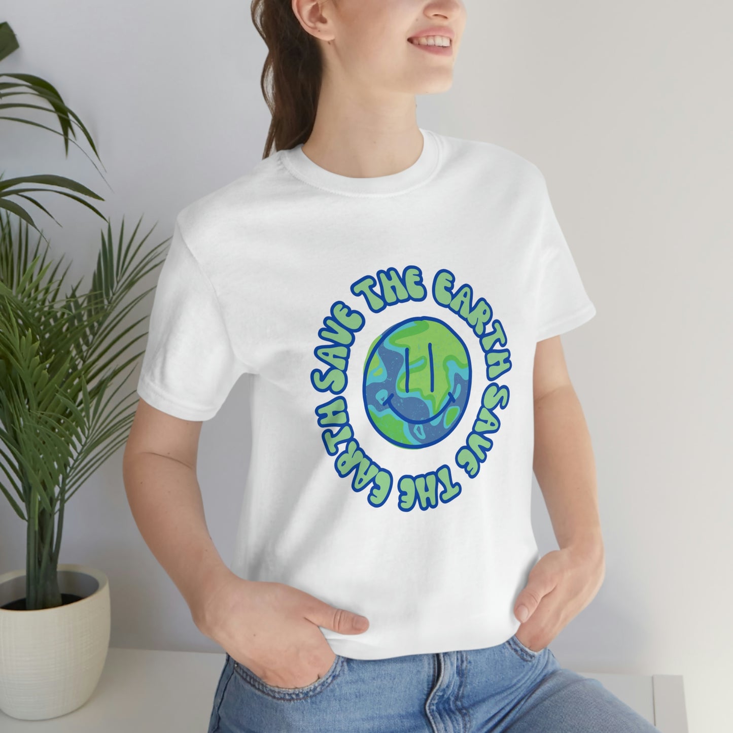 Save the Earth Smiley Unisex Jersey Short Sleeve Tee