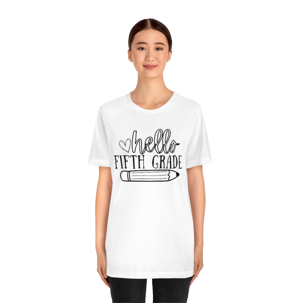 Hello Fifth Grade Unisex Jersey Short Sleeve Tee
