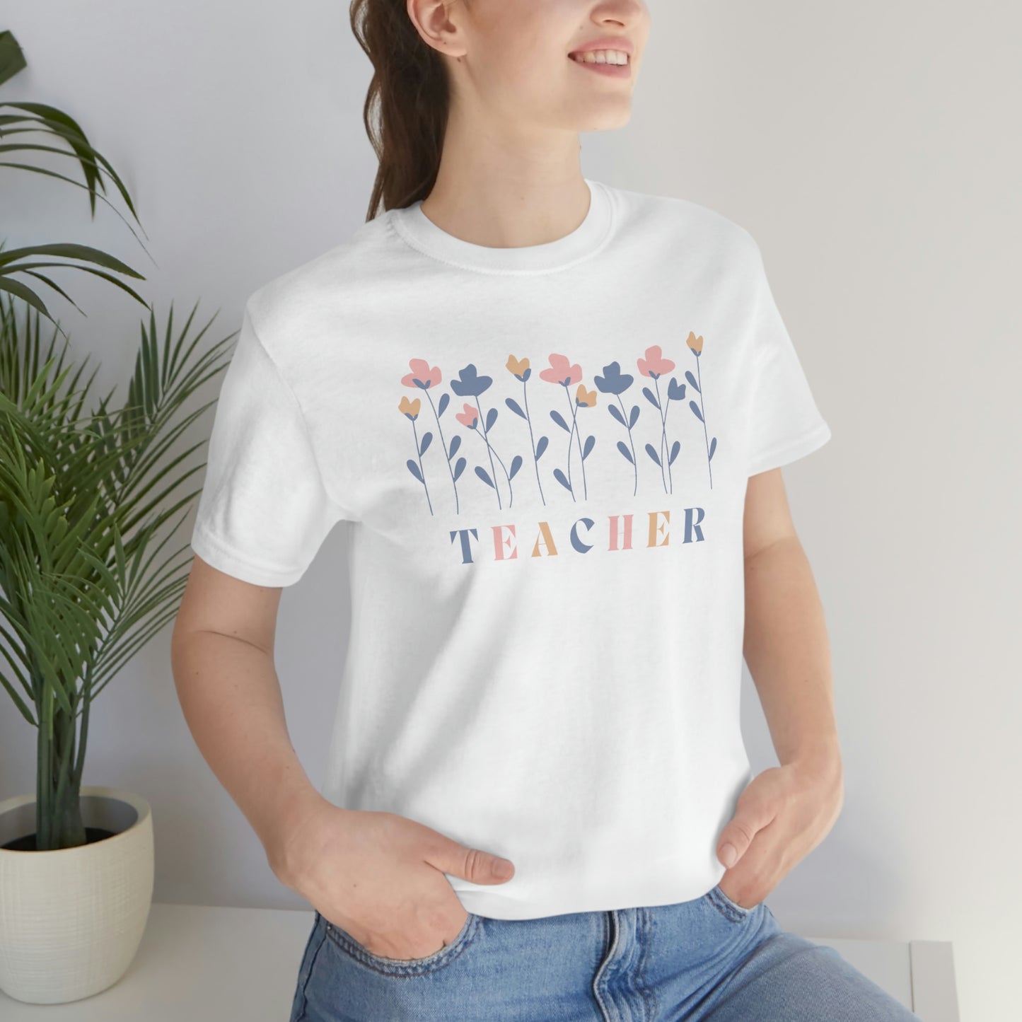 Spring Flowers Teacher Unisex Jersey Short Sleeve Tee