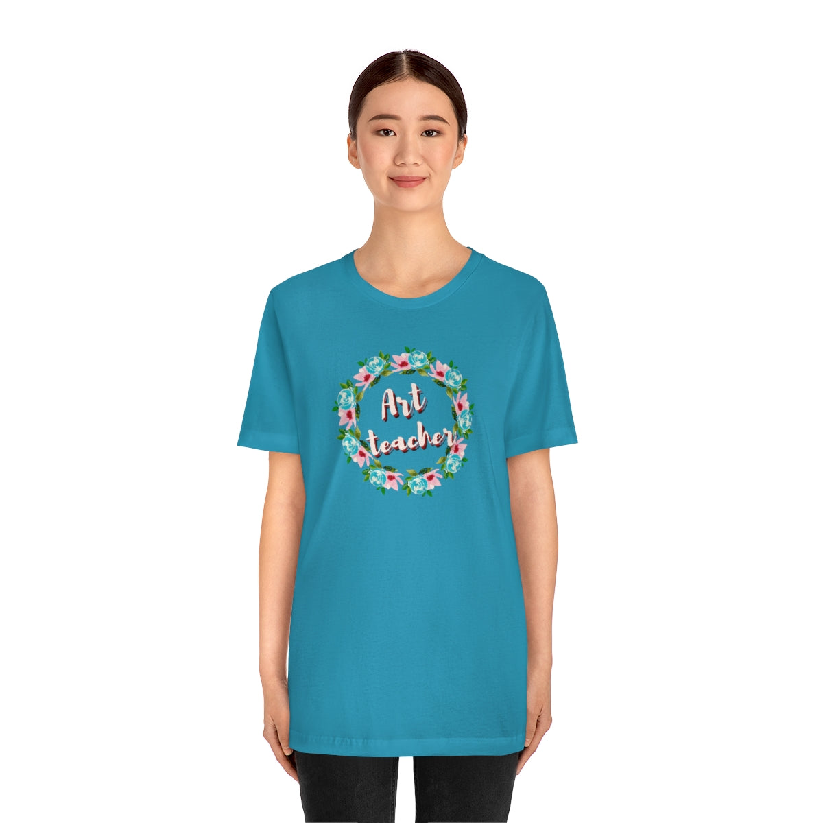 Art Teacher Floral Wreath Unisex Jersey Short Sleeve Tee