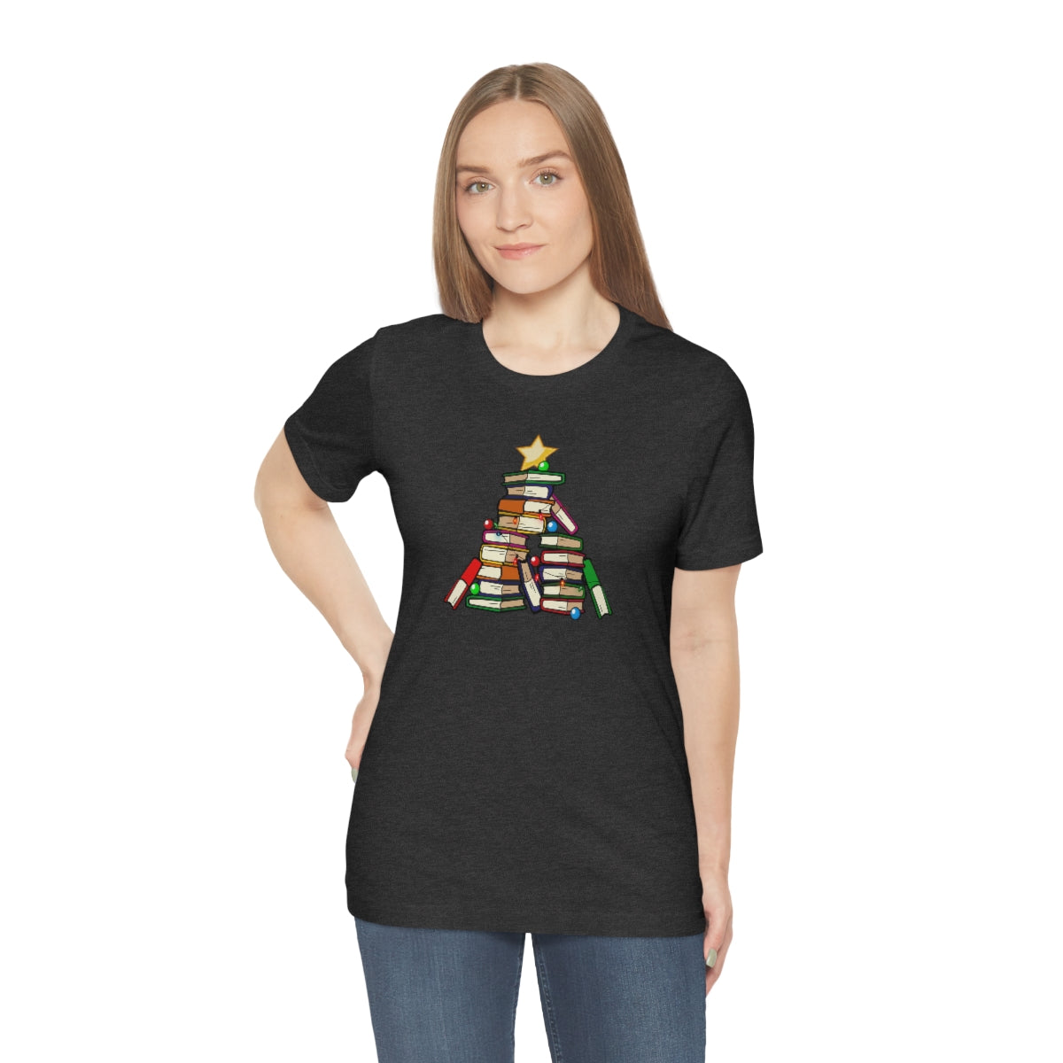 Holiday Tree of Books Unisex Jersey Short Sleeve Tee