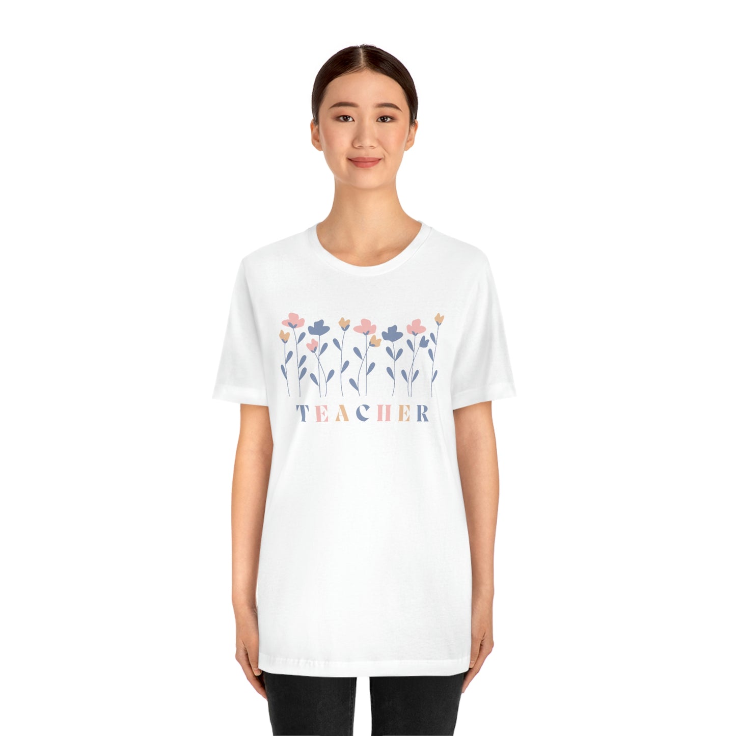 Spring Flowers Teacher Unisex Jersey Short Sleeve Tee