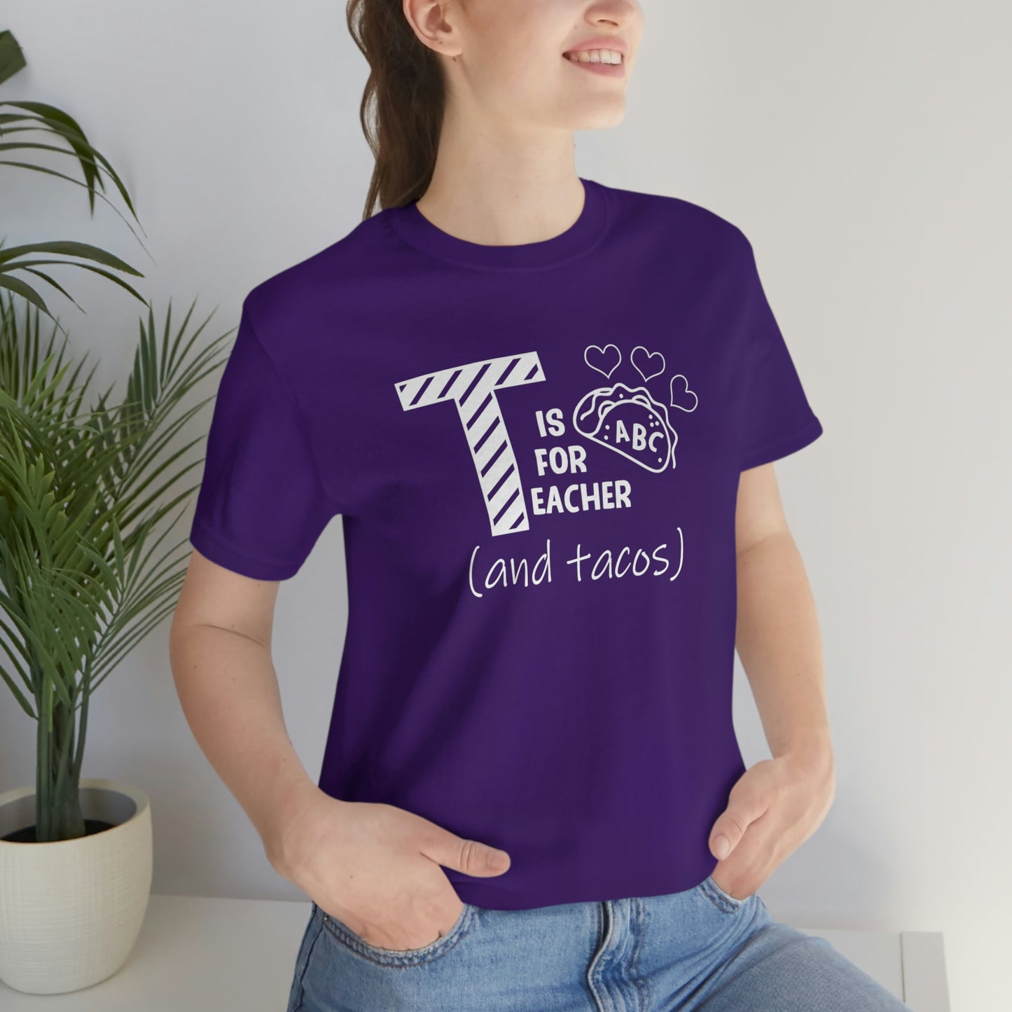 T is for Teacher and Tacos Unisex Jersey Short Sleeve Tee
