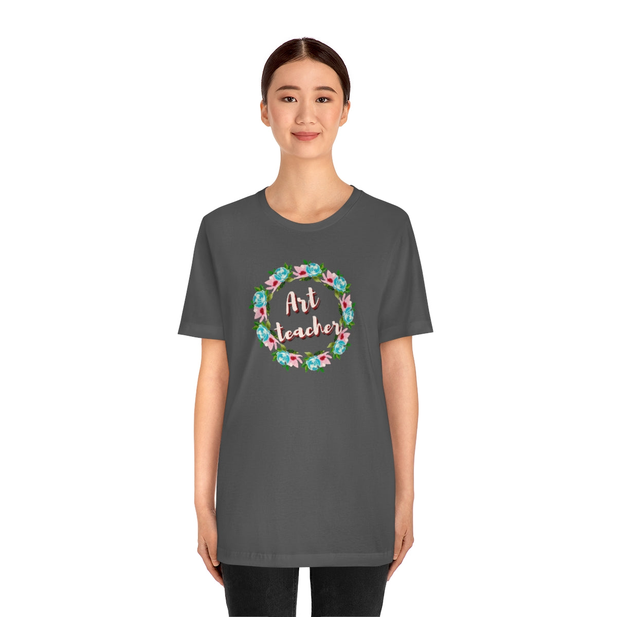 Art Teacher Floral Wreath Unisex Jersey Short Sleeve Tee