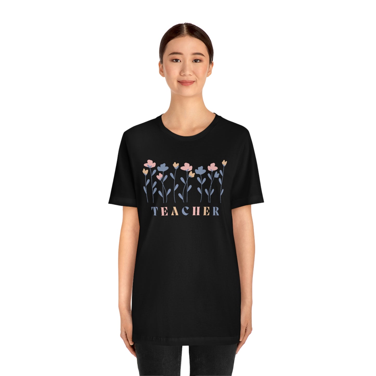 Spring Flowers Teacher Unisex Jersey Short Sleeve Tee