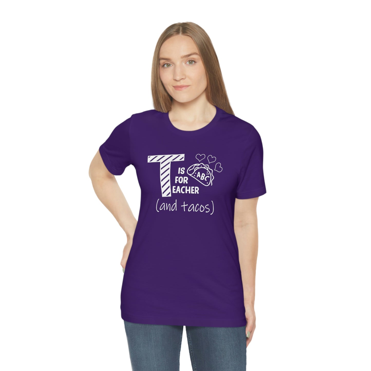 T is for Teacher and Tacos Unisex Jersey Short Sleeve Tee