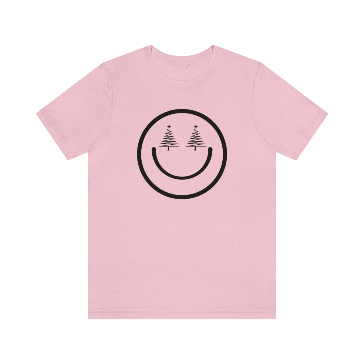 Smiley Face Holiday Trees Unisex Jersey Short Sleeve Tee